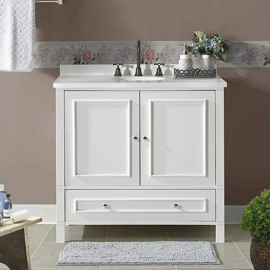 Alaterre Furniture Williamsburg White Vanity Cabinet 2 Alaterre Furniture Williamsburg White Vanity Cabinet - Image 2