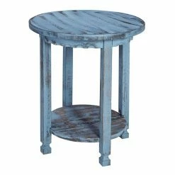 Alaterre Furniture Country Cottage Round End Table Blue -Alaterre Furniture Shop unnamed file 1085