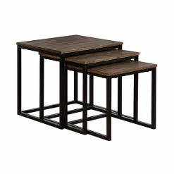 Alaterre Furniture Arcadia Acacia Wood 3-Piece Square Nesting End Tables