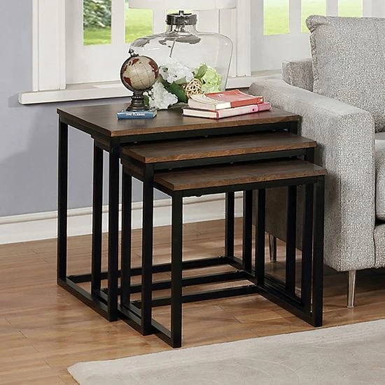 Alaterre Furniture Arcadia Acacia Wood 3-Piece Square Nesting End Tables 2 Alaterre Furniture Arcadia Acacia Wood 3-Piece Square Nesting End Tables - Image 2