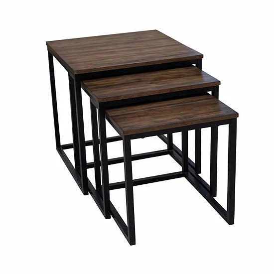 Alaterre Furniture Arcadia Acacia Wood 3-Piece Square Nesting End Tables 3 Alaterre Furniture Arcadia Acacia Wood 3-Piece Square Nesting End Tables - Image 3
