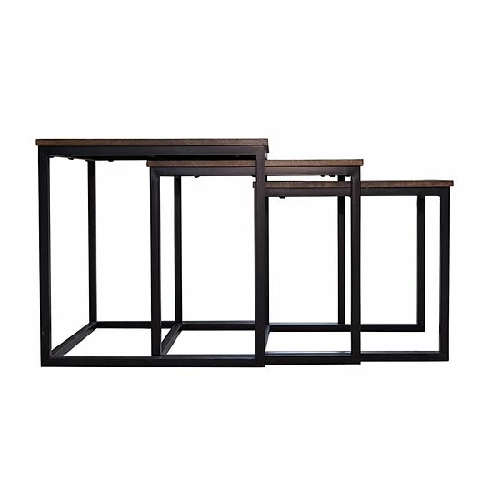 Alaterre Furniture Arcadia Acacia Wood 3-Piece Square Nesting End Tables 4 Alaterre Furniture Arcadia Acacia Wood 3-Piece Square Nesting End Tables - Image 4