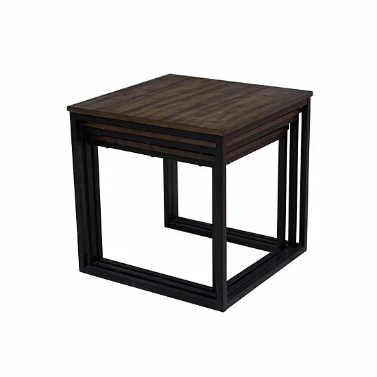 Alaterre Furniture Arcadia Acacia Wood 3-Piece Square Nesting End Tables 5 Alaterre Furniture Arcadia Acacia Wood 3-Piece Square Nesting End Tables - Image 5