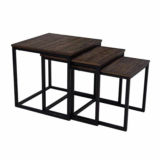 Alaterre Furniture Arcadia Acacia Wood 3-Piece Square Nesting End Tables 6 Alaterre Furniture Arcadia Acacia Wood 3-Piece Square Nesting End Tables - Image 6