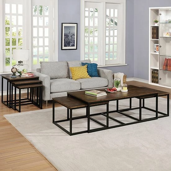 Alaterre Furniture Arcadia Acacia Wood 3-Piece Square Nesting End Tables 7 Alaterre Furniture Arcadia Acacia Wood 3-Piece Square Nesting End Tables - Image 7