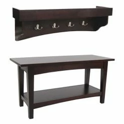 Alaterre Furniture Alaterre Shaker Cottage Bench & Shelf Coat Hook Set Espresso
