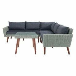 Alaterre Furniture Albany All-Weather Wicker Outdoor Corner Sectional Sofa & Coffee Table 2-piece Set