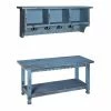Alaterre Furniture Country Cottage Distressed Wall Shelf & Bench 2-piece Set Blue