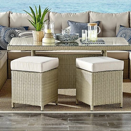 Alaterre Furniture Canaan All Weather Wicker Patio Square Dining Stool 2-piece Set 2 Alaterre Furniture Canaan All Weather Wicker Patio Square Dining Stool 2-piece Set - Image 2