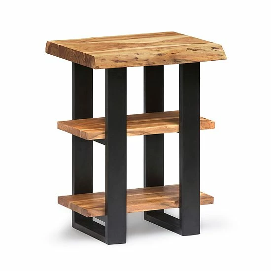 Alaterre Furniture Alpine Live Edge 2-Shelf Wood End Table 1 Alaterre Furniture Alpine Live Edge 2-Shelf Wood End Table