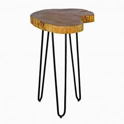 Alaterre Furniture Hairpin Live Edge Round End Table