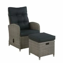 Alaterre Furniture Monaco All-Weather Wicker Outdoor Recliner Chair & Ottoman 2-piece Set