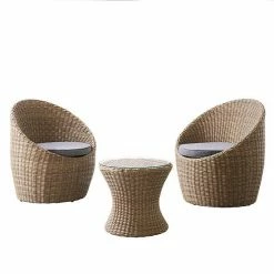 Alaterre Furniture Strafford All-Weather Wicker Outdoor Chair & End Table 3-piece Set