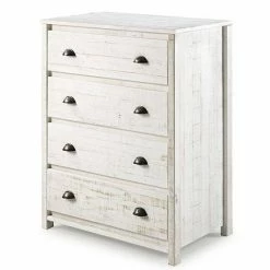 Alaterre Furniture Rustic 4-Drawer Dresser Rustic White