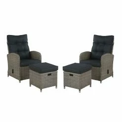 Alaterre Furniture Monaco Patio Reclining Chair & Ottoman 4-piece Set