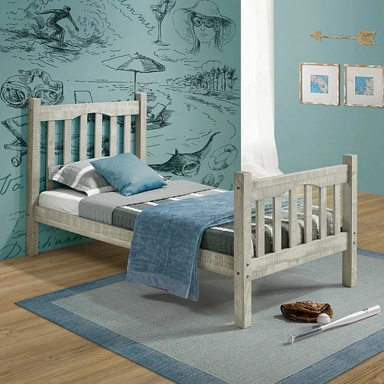 Alaterre Furniture Rustic Mission Bed Rustic White 2 Alaterre Furniture Rustic Mission Bed Rustic White - Image 2