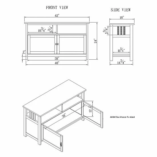 Alaterre Furniture Alaterre Mission TV Stand Cherry 2 Alaterre Furniture Alaterre Mission TV Stand Cherry - Image 2