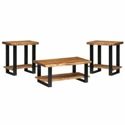 Alaterre Furniture Alpine Live Edge Coffee Table & End Table 3-piece Set