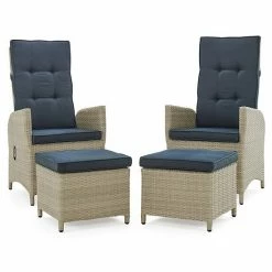 Alaterre Furniture Haven All-Weather Wicker Patio Recliner & Ottoman 2-piece Set