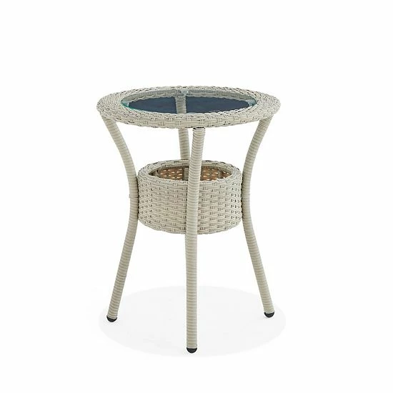 Alaterre Furniture Haven Wicker Outdoor Round Storage End Table 1 Alaterre Furniture Haven Wicker Outdoor Round Storage End Table