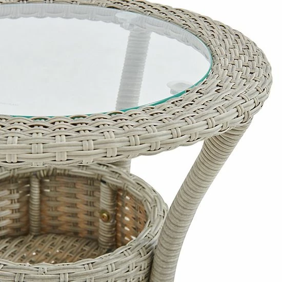 Alaterre Furniture Haven Wicker Outdoor Round Storage End Table 2 Alaterre Furniture Haven Wicker Outdoor Round Storage End Table - Image 2