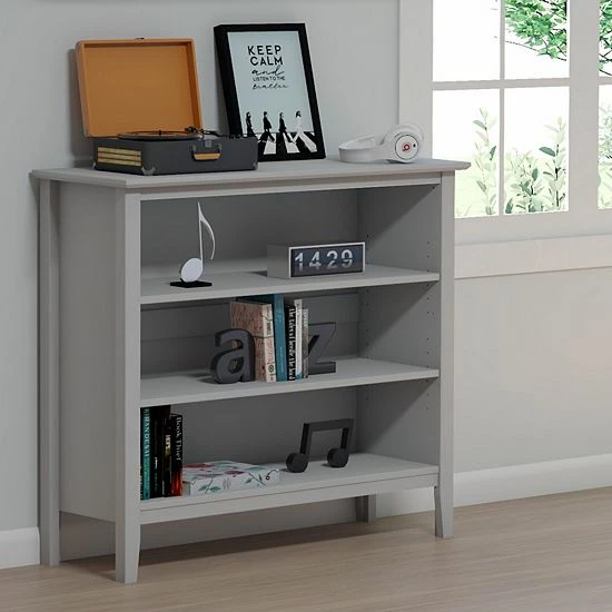 Alaterre Furniture Simplicity Under Window 3-Shelf Bookcase Dove Gray 2 Alaterre Furniture Simplicity Under Window 3-Shelf Bookcase Dove Gray - Image 2