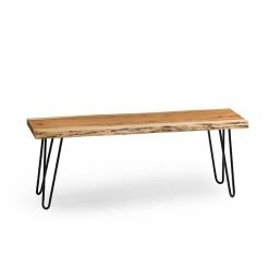 Alaterre Furniture Large Hairpin Live Edge Bench