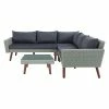 Alaterre Furniture Albany All-Weather Wicker Corner Sectional Sofa & Coffee Table 2-piece Set