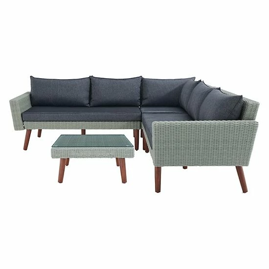 Alaterre Furniture Albany All-Weather Wicker Corner Sectional Sofa & Coffee Table 2-piece Set 1 Alaterre Furniture Albany All-Weather Wicker Corner Sectional Sofa & Coffee Table 2-piece Set