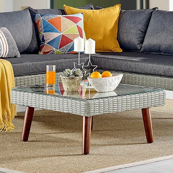 Alaterre Furniture Albany All Weather Wicker Square Patio Coffee Table 2 Alaterre Furniture Albany All Weather Wicker Square Patio Coffee Table - Image 2