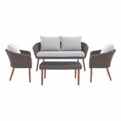Alaterre Furniture Athens All-Weather Wicker Outdoor Conversation 4-piece Set