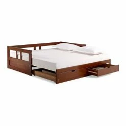 Alaterre Furniture Melody Twin To King Extendable Storage Day Bed Chestnut