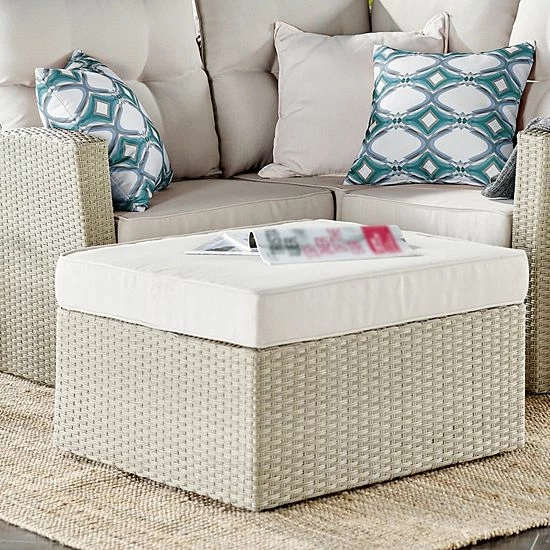 Alaterre Furniture Canaan All Weather Wicker Square Storage Ottoman 2 Alaterre Furniture Canaan All Weather Wicker Square Storage Ottoman - Image 2