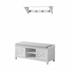 Alaterre Furniture Coventry Storage Bench & Coat Rack 2-piece Set Grey