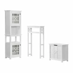 Alaterre Furniture Derby 4-Piece White Bath Set With Shelf