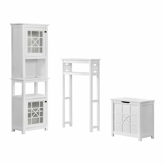 Alaterre Furniture Derby 4-Piece White Bath Set With Shelf 1 Alaterre Furniture Derby 4-Piece White Bath Set With Shelf