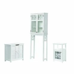 Alaterre Furniture Derby 4-Piece White Bath Set With Toilet Shelf