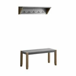 Alaterre Furniture Newport Faux Concrete Bench & Shelf Coat Rack 2-piece Set