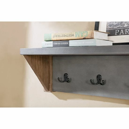 Alaterre Furniture Newport Faux Concrete Bench & Shelf Coat Rack 2-piece Set 2 Alaterre Furniture Newport Faux Concrete Bench & Shelf Coat Rack 2-piece Set - Image 2