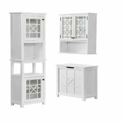 Alaterre Furniture Derby 4-Piece White Bath Set With Cabinet