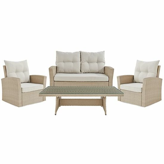 Alaterre Furniture Canaan All-Weather Wicker Outdoor Seating 4-piece Set 1 Alaterre Furniture Canaan All-Weather Wicker Outdoor Seating 4-piece Set