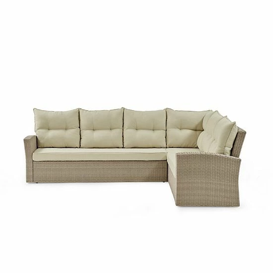 Alaterre Furniture Canaan Wicker Corner Sectional Couch & Coffee Table 2-piece Set 1 Alaterre Furniture Canaan Wicker Corner Sectional Couch & Coffee Table 2-piece Set