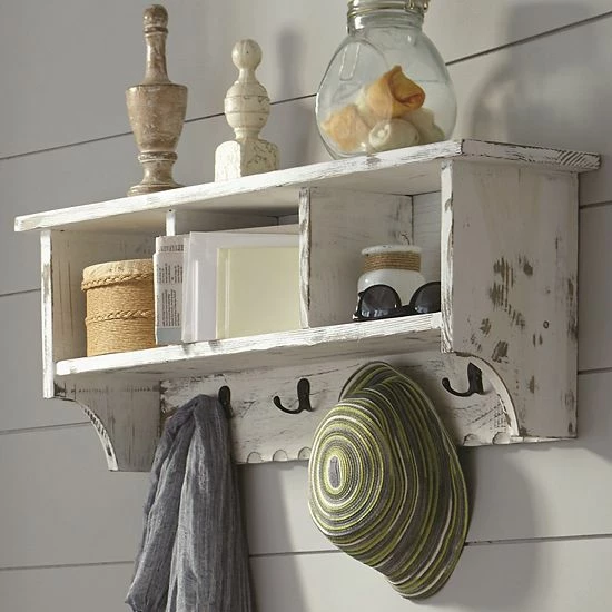 Alaterre Furniture Country Cottage Coat Hook Cubby Wall Shelf White 1 Alaterre Furniture Country Cottage Coat Hook Cubby Wall Shelf White