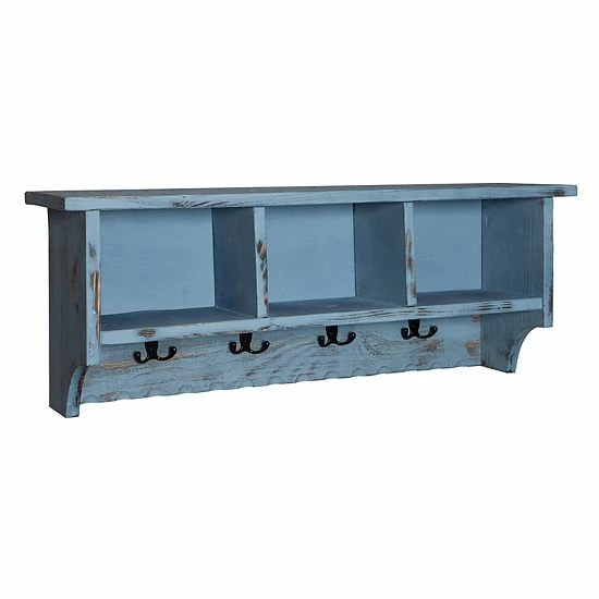 Alaterre Furniture Country Cottage Coat Hook Cubby Wall Shelf White 2 Alaterre Furniture Country Cottage Coat Hook Cubby Wall Shelf White - Image 2