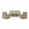 Alaterre Furniture Canaan Outdoor Wicker Deep-Seat Couch, Arm Chair & Coffee Table 4-piece Set