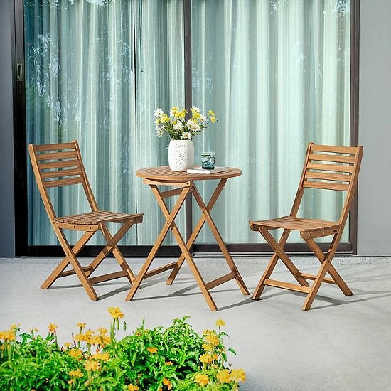 Alaterre Furniture Cabot Folding Table & Chair 3-Piece Set 2 Alaterre Furniture Cabot Folding Table & Chair 3-Piece Set - Image 2