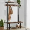Alaterre Furniture Pomona Bench & Coat Rack Brown Light Gray