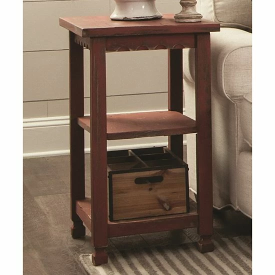 Alaterre Furniture Country Cottage 2-Shelf End Table Red 3 Alaterre Furniture Country Cottage 2-Shelf End Table Red - Image 3
