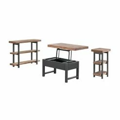 Alaterre Furniture Pomona Lift Top Coffee Table, Console Table, & End Table 4-piece Set