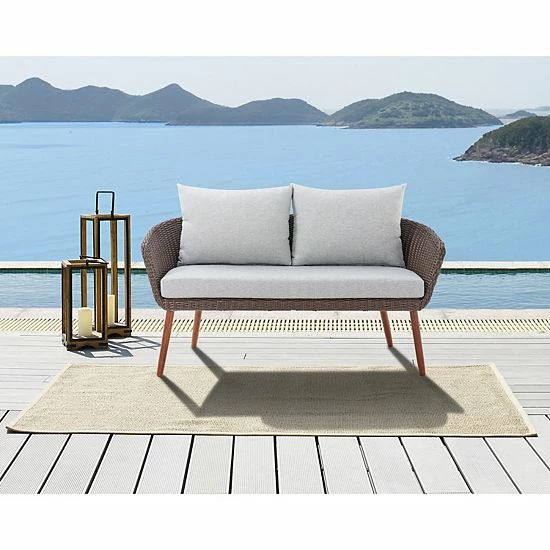 Alaterre Furniture Athens Wicker Outdoor Loveseat Bench 2 Alaterre Furniture Athens Wicker Outdoor Loveseat Bench - Image 2